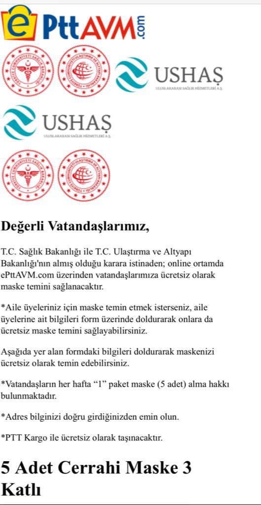 Ptt Sağlık Maskelerini Evinize Getirecek 1 20200405 221848