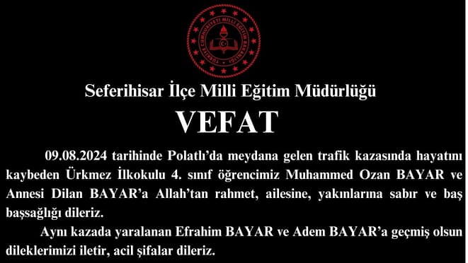 Ankara Polatlı'da meydana gelen trafik kazasında Seferihisar'dan iki can kaybı 2 12101328 tepecikilkokulusinifogretmeniesenakinvemuserrefhepkonortaokulumuzikogretmenileventozmeninbabasi muharremgulpinarteknolojitasarimogretmeniahmetkurtunkayinpederisakipozmen